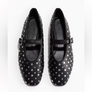 H&M Black Studded Mary Jane Flats